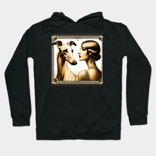 Art Deco Greyhound Dog and Lady Hoodie